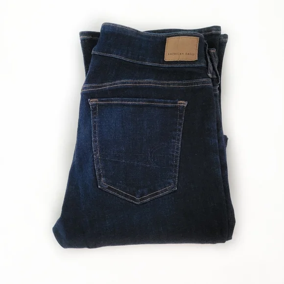 AEO || 12 Reg Dark Blue Kick Boot Super Stretch Denim Jeans - Picture 4 of 9